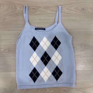 Brandy Melville Argyle Tank, Light Blue